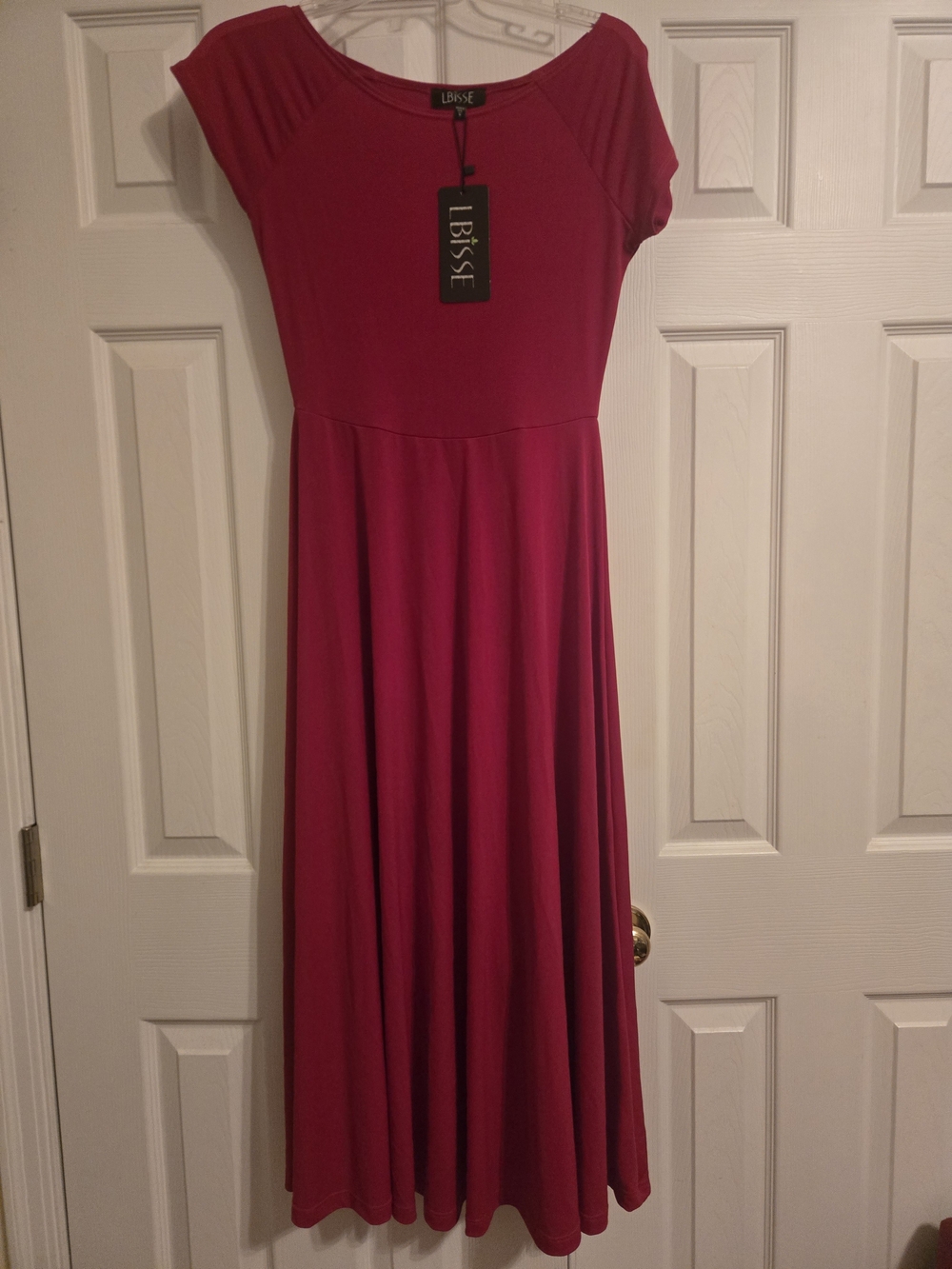 Women's Fitted Bodice Midi Dress in Red